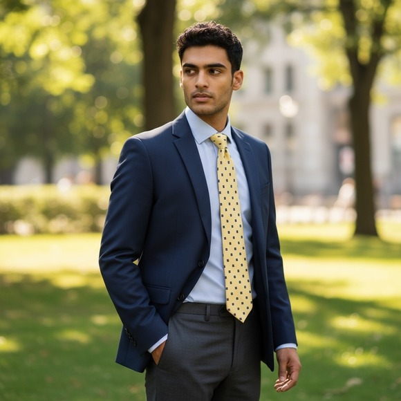 VTG‎ Wembley MCM Yellow Geometric Pattern Necktie Men Accessories - Picture 2 of 11